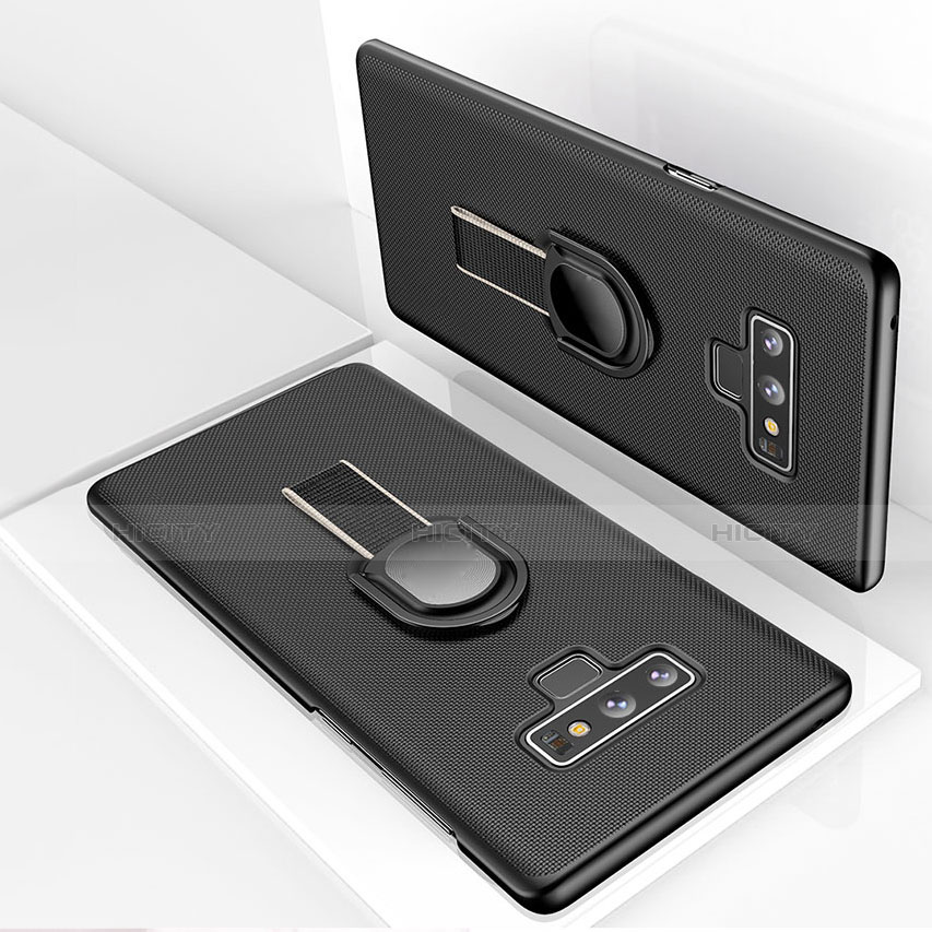 Samsung Galaxy Note 9用ハードケース プラスチック 質感もマット アンド指輪 マグネット式 サムスン ブラック