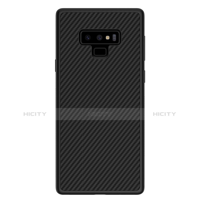 Samsung Galaxy Note 9用シリコンケース ソフトタッチラバー ツイル サムスン ブラック