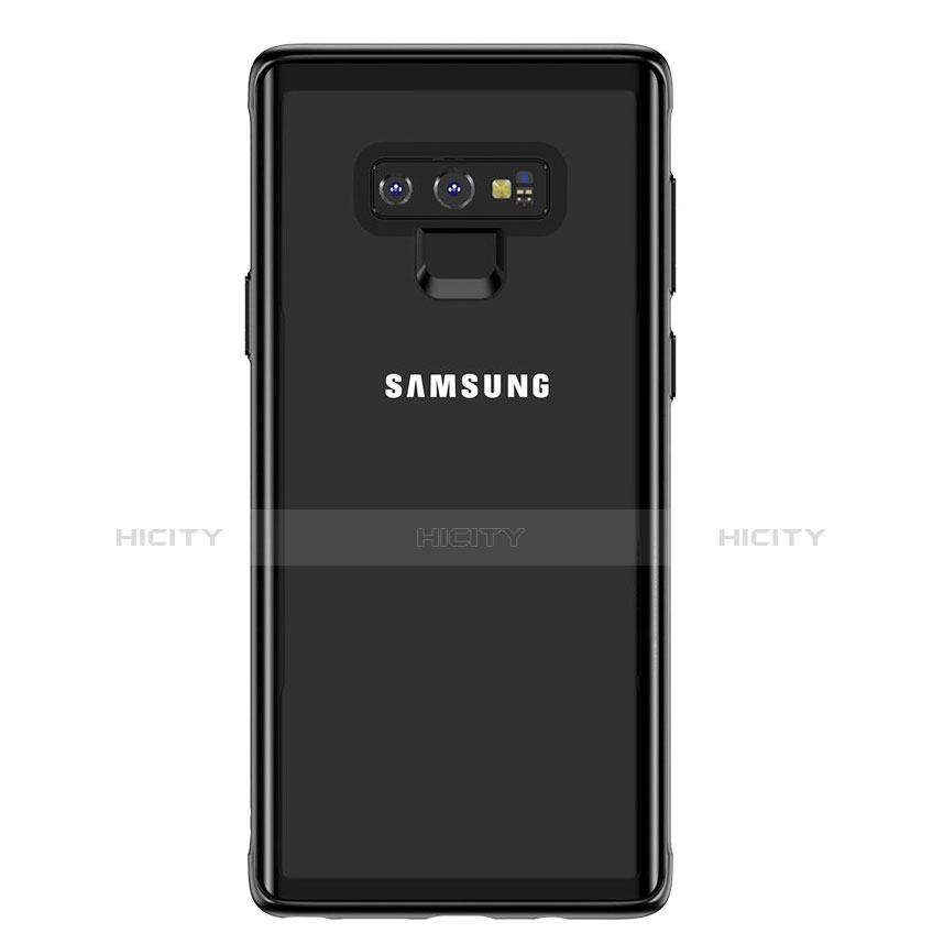 Samsung Galaxy Note 9用ハイブリットバンパーケース クリア透明 プラスチック 鏡面 サムスン ブラック