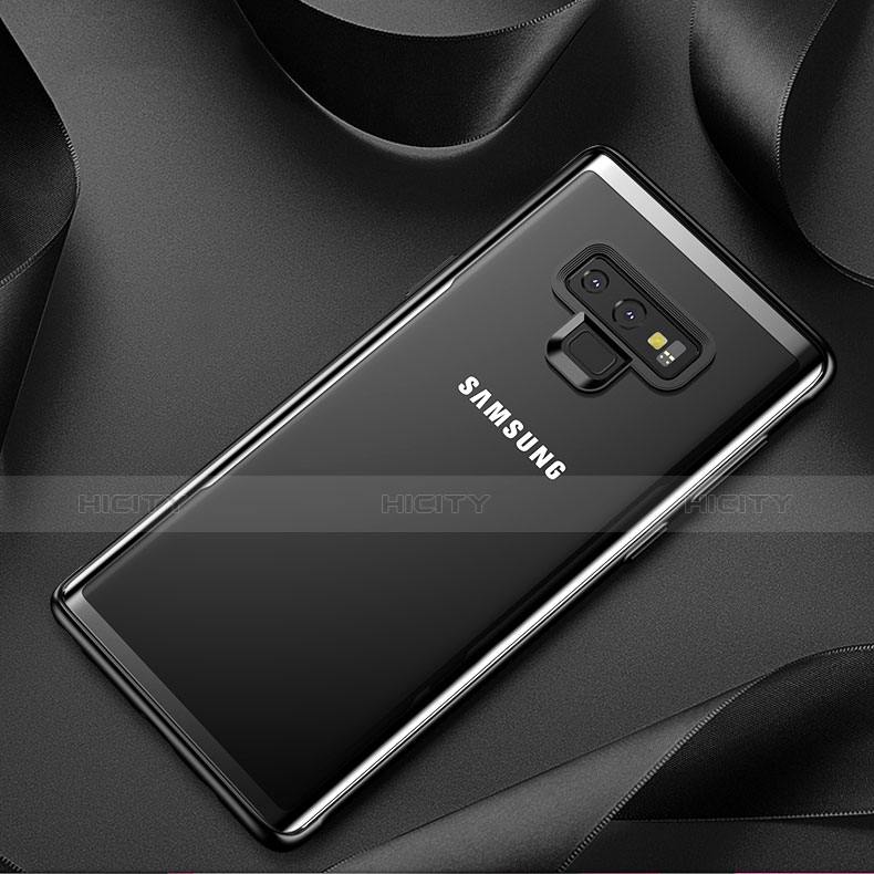 Samsung Galaxy Note 9用ハイブリットバンパーケース クリア透明 プラスチック 鏡面 サムスン ブラック
