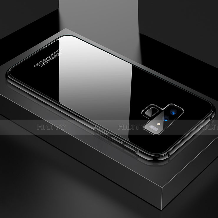 Samsung Galaxy Note 9用ケース 高級感 手触り良い アルミメタル 製の金属製 360度 フルカバーバンパー 鏡面 カバー サムスン ブラック