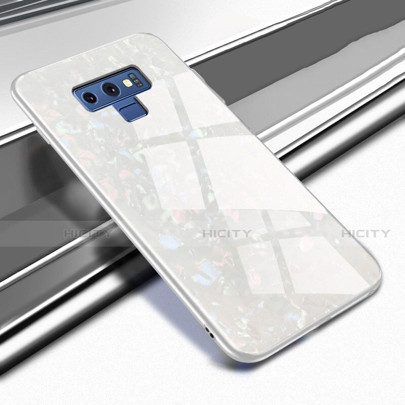 Samsung Galaxy Note 9用ハイブリットバンパーケース プラスチック 鏡面 カバー T01 サムスン ホワイト