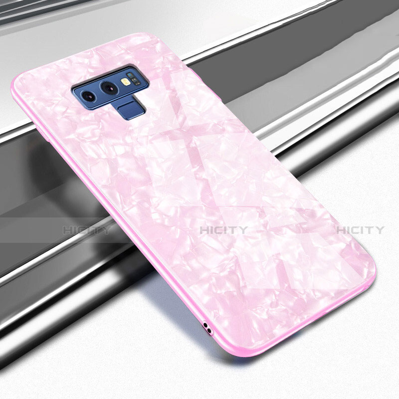 Samsung Galaxy Note 9用ハイブリットバンパーケース プラスチック 鏡面 カバー T01 サムスン ピンク