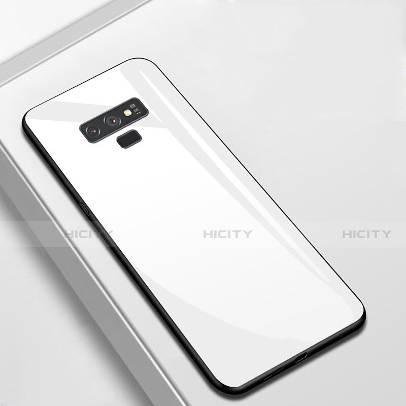 Samsung Galaxy Note 9用ハイブリットバンパーケース プラスチック 鏡面 カバー T02 サムスン ホワイト