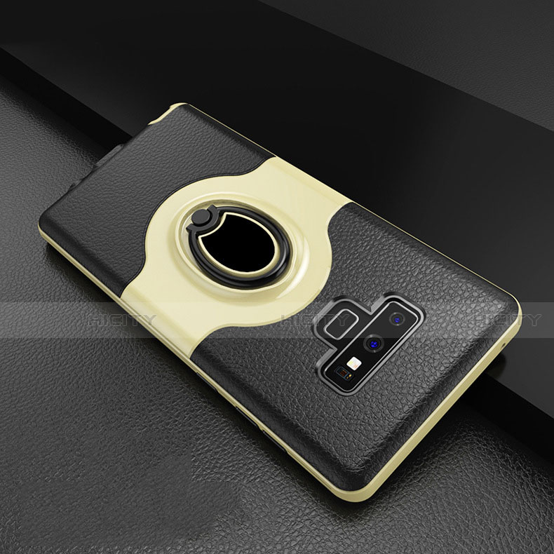 Samsung Galaxy Note 9用ハイブリットバンパーケース プラスチック アンド指輪 兼シリコーン カバー S01 サムスン ゴールド