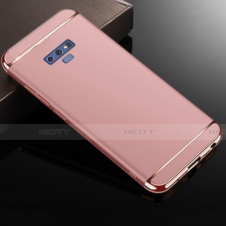 Samsung Galaxy Note 9用ケース 高級感 手触り良い メタル兼プラスチック バンパー M01 サムスン ローズゴールド