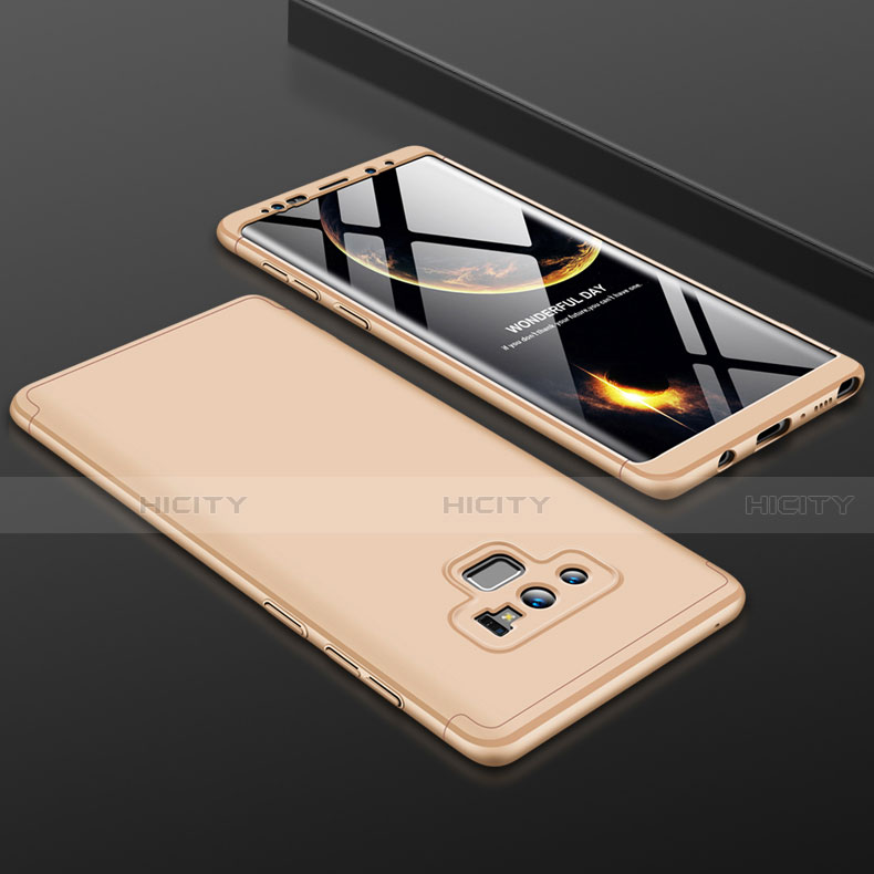 Samsung Galaxy Note 9用ハードケース プラスチック 質感もマット 前面と背面 360度 フルカバー サムスン ゴールド