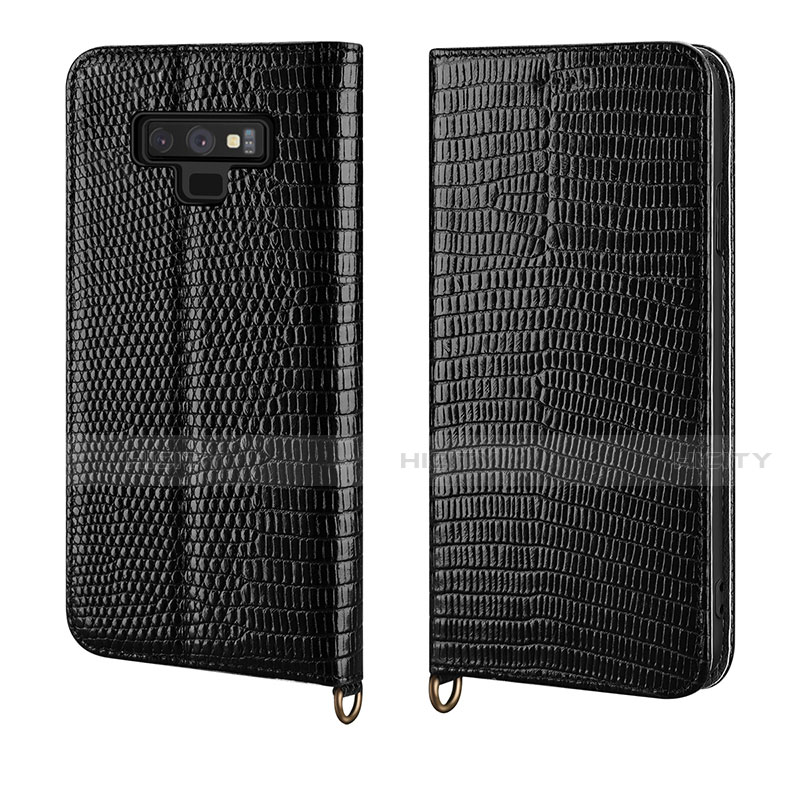 Samsung Galaxy Note 9用手帳型 レザーケース スタンド カバー P04 サムスン ブラック