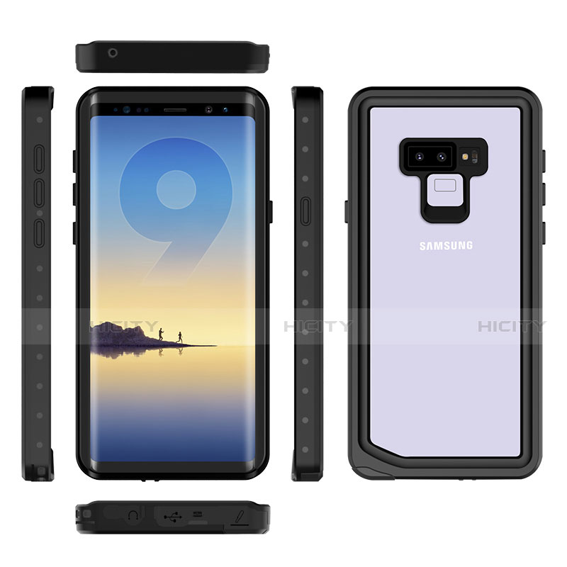 Samsung Galaxy Note 9用完全防水ケース ハイブリットバンパーカバー 高級感 手触り良い 360度 サムスン ブラック