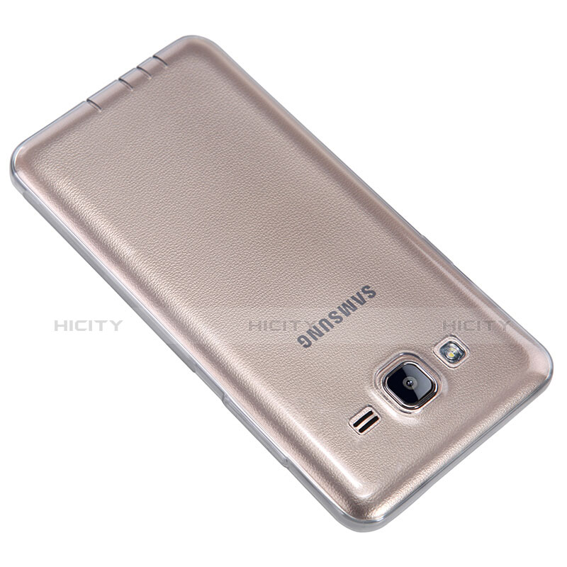 Samsung Galaxy On5 G550FY用極薄ソフトケース シリコンケース 耐衝撃 全面保護 クリア透明 T03 サムスン グレー
