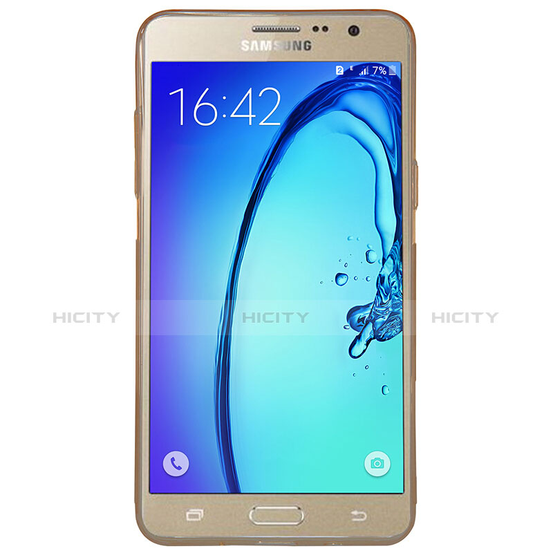 Samsung Galaxy On5 G550FY用極薄ソフトケース シリコンケース 耐衝撃 全面保護 クリア透明 T03 サムスン ゴールド