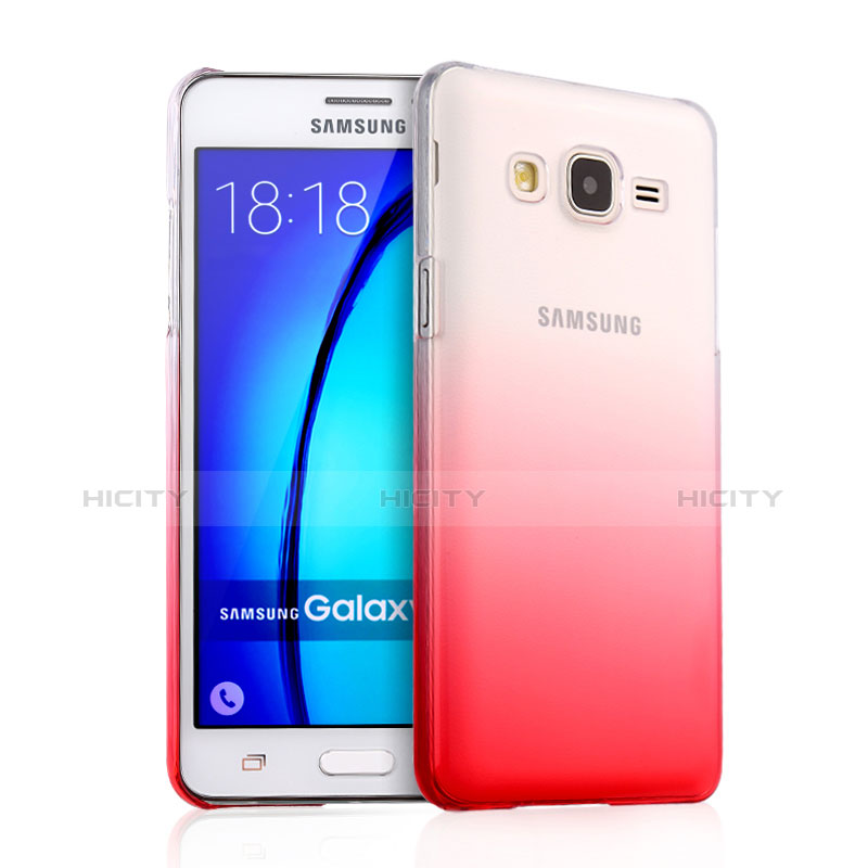 Samsung Galaxy On5 Pro用ハードケース グラデーション 勾配色 クリア透明 サムスン レッド