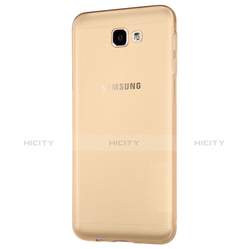 Samsung Galaxy On7 (2016) G6100用極薄ソフトケース シリコンケース 耐衝撃 全面保護 クリア透明 T02 サムスン ゴールド