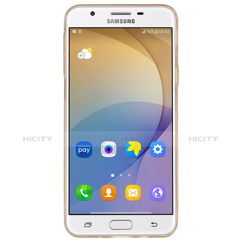 Samsung Galaxy On7 (2016) G6100用極薄ソフトケース シリコンケース 耐衝撃 全面保護 クリア透明 T02 サムスン ゴールド