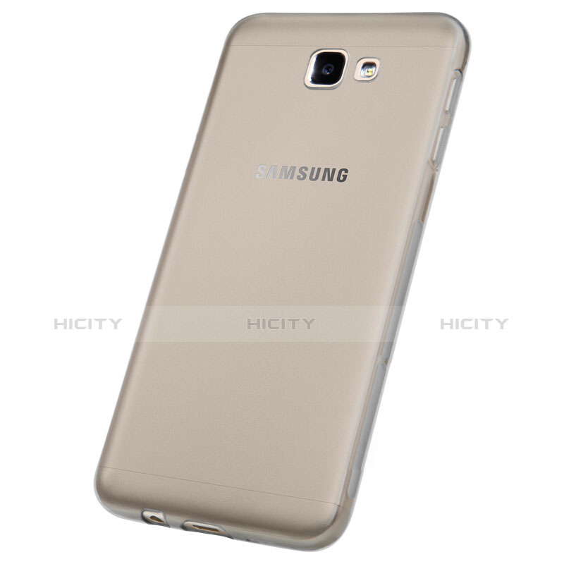 Samsung Galaxy On7 (2016) G6100用極薄ソフトケース シリコンケース 耐衝撃 全面保護 クリア透明 T02 サムスン グレー