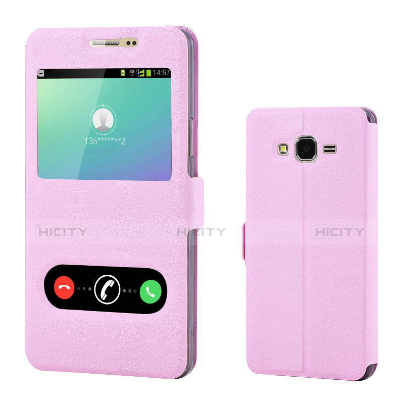 Samsung Galaxy On7 G600FY用手帳型 レザーケース スタンド カバー サムスン ピンク