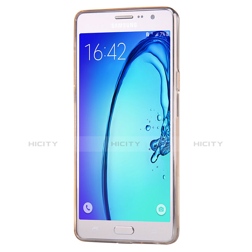 Samsung Galaxy On7 Pro用極薄ソフトケース シリコンケース 耐衝撃 全面保護 クリア透明 T03 サムスン ゴールド