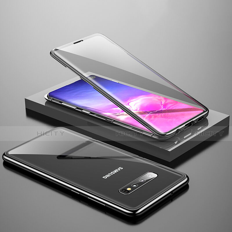 Samsung Galaxy S10 5G用ケース 高級感 手触り良い アルミメタル 製の金属製 360度 フルカバーバンパー 鏡面 カバー T04 サムスン ブラック