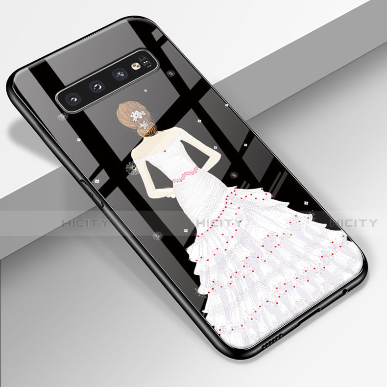 Samsung Galaxy S10 5G用ハイブリットバンパーケース プラスチック ドレスガール ドレス少女 鏡面 カバー K01 サムスン ホワイト