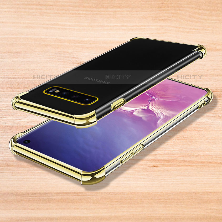 Samsung Galaxy S10 5G用極薄ソフトケース シリコンケース 耐衝撃 全面保護 クリア透明 H04 サムスン ゴールド