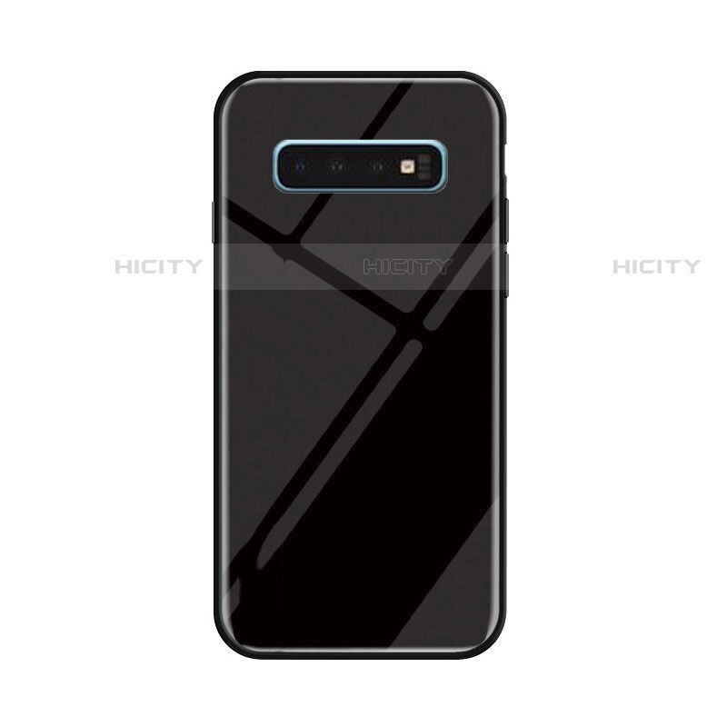 Samsung Galaxy S10 5G用ハイブリットバンパーケース プラスチック 鏡面 虹 グラデーション 勾配色 カバー サムスン ブラック