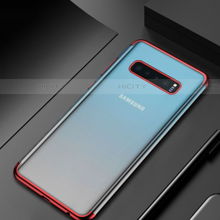 Samsung Galaxy S10 5G用極薄ソフトケース シリコンケース 耐衝撃 全面保護 クリア透明 H07 サムスン レッド