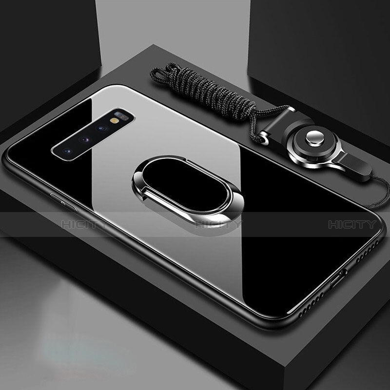 Samsung Galaxy S10 5G用ハイブリットバンパーケース プラスチック 鏡面 カバー アンド指輪 マグネット式 サムスン ブラック