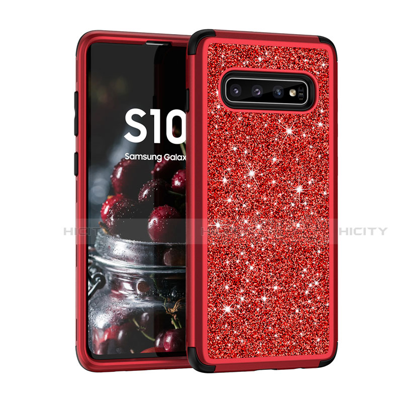 Samsung Galaxy S10 5G用ハイブリットバンパーケース ブリンブリン カバー 前面と背面 360度 フル サムスン レッド