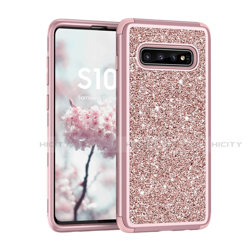 Samsung Galaxy S10 5G用ハイブリットバンパーケース ブリンブリン カバー 前面と背面 360度 フル サムスン ローズゴールド