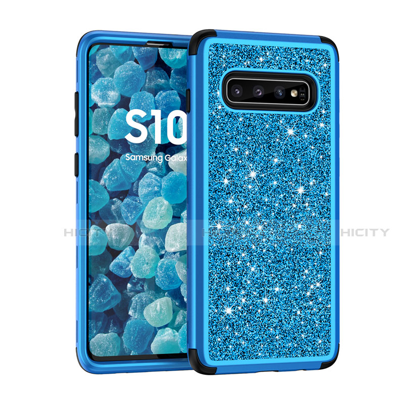 Samsung Galaxy S10 5G用ハイブリットバンパーケース ブリンブリン カバー 前面と背面 360度 フル サムスン ネイビー