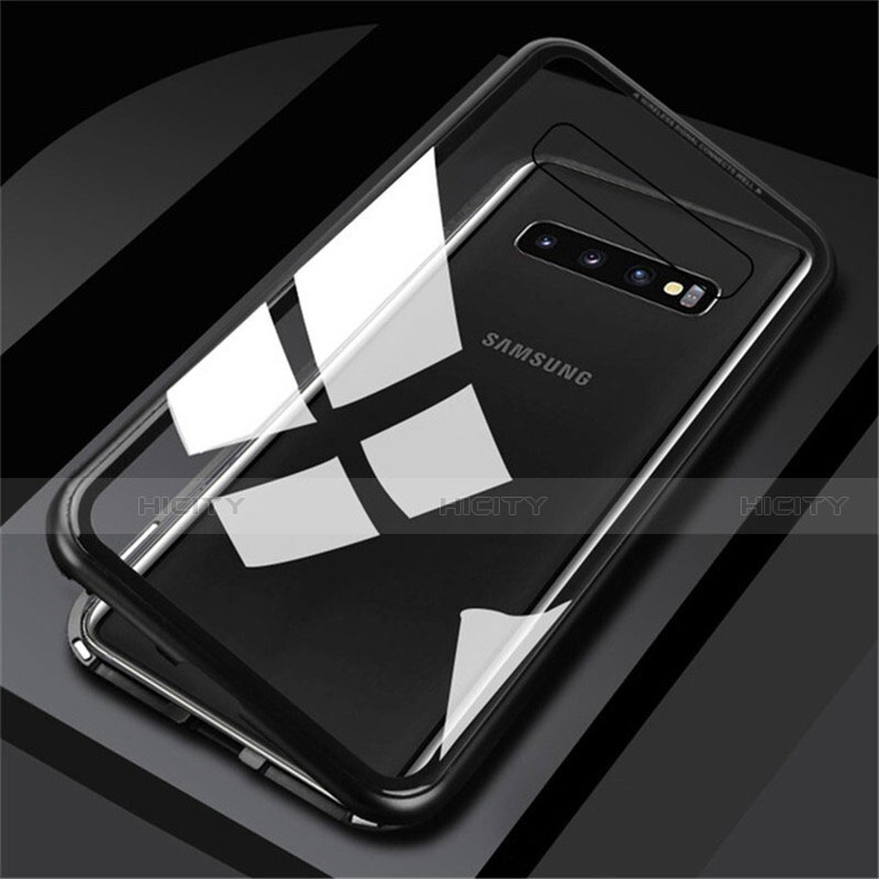 Samsung Galaxy S10 5G用ケース 高級感 手触り良い アルミメタル 製の金属製 360度 フルカバーバンパー 鏡面 カバー M01 サムスン ブラック