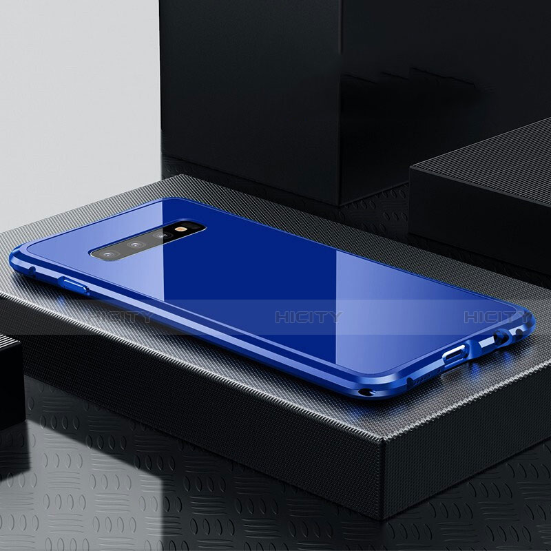 Samsung Galaxy S10用ケース 高級感 手触り良い アルミメタル 製の金属製 カバー T02 サムスン ネイビー