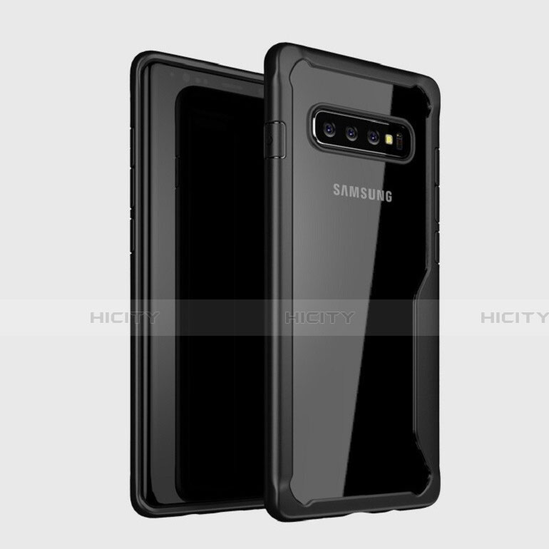 Samsung Galaxy S10用ハイブリットバンパーケース クリア透明 プラスチック 鏡面 カバー H01 サムスン ブラック