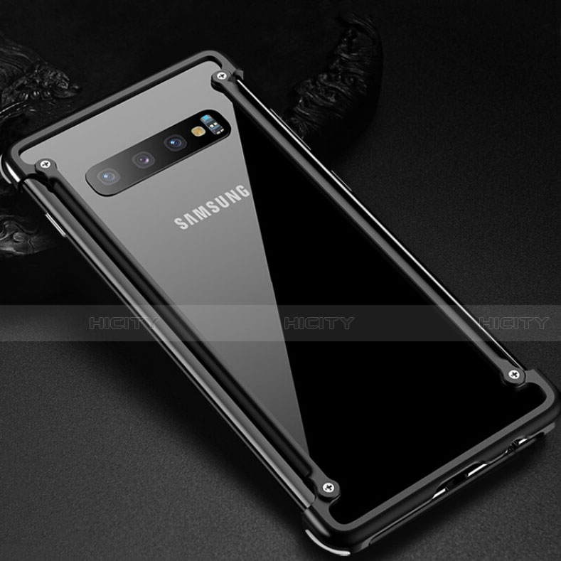 Samsung Galaxy S10用ケース 高級感 手触り良い アルミメタル 製の金属製 バンパー カバー T01 サムスン ブラック