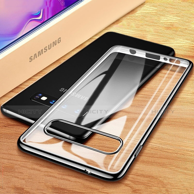 Samsung Galaxy S10用極薄ソフトケース シリコンケース 耐衝撃 全面保護 クリア透明 H03 サムスン ブラック