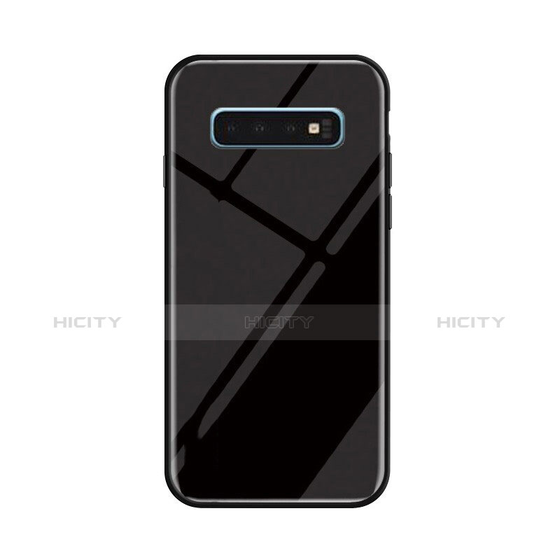 Samsung Galaxy S10用ハイブリットバンパーケース プラスチック 鏡面 虹 グラデーション 勾配色 カバー サムスン ブラック