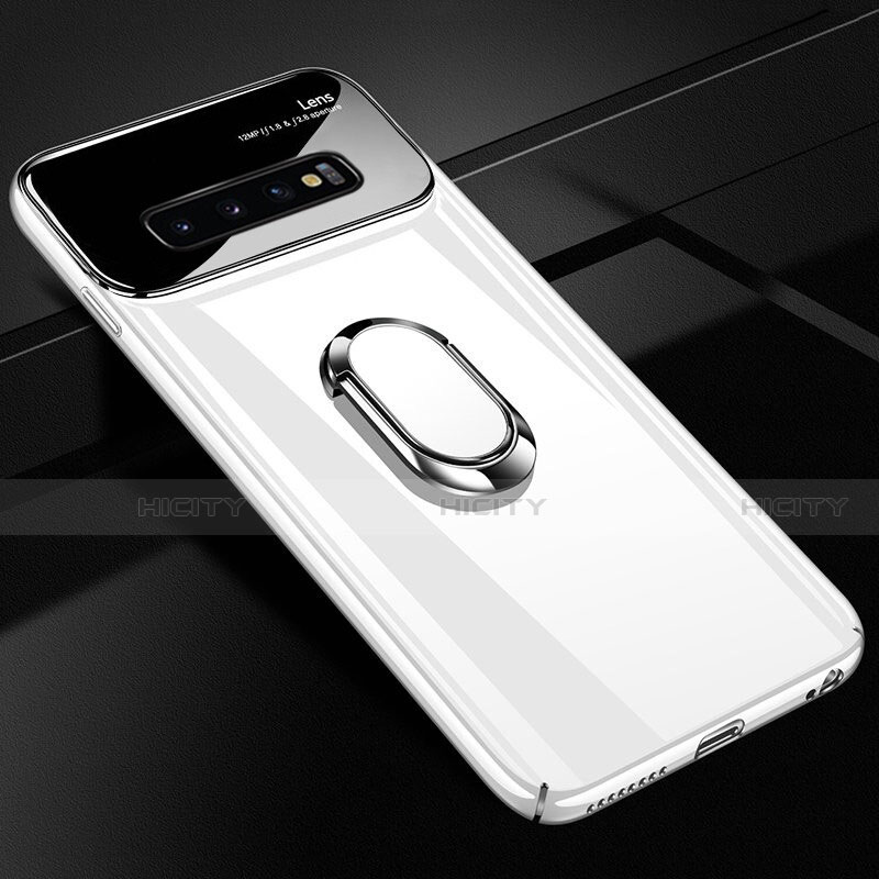 Samsung Galaxy S10用ハードケース プラスチック 質感もマット アンド指輪 マグネット式 A02 サムスン ホワイト