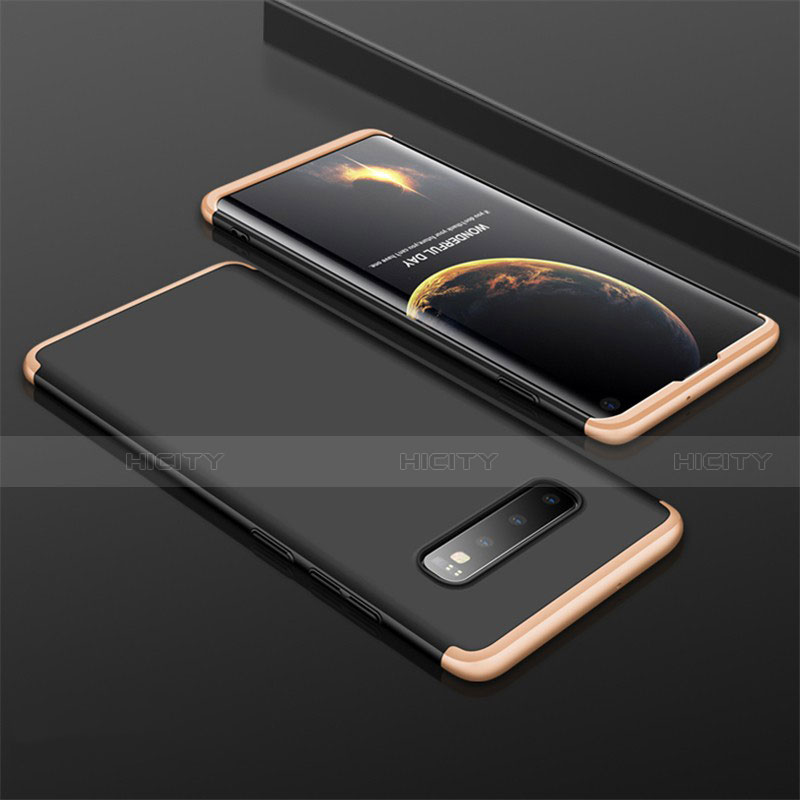 Samsung Galaxy S10用ハードケース プラスチック 質感もマット 前面と背面 360度 フルカバー M01 サムスン ゴールド・ブラック
