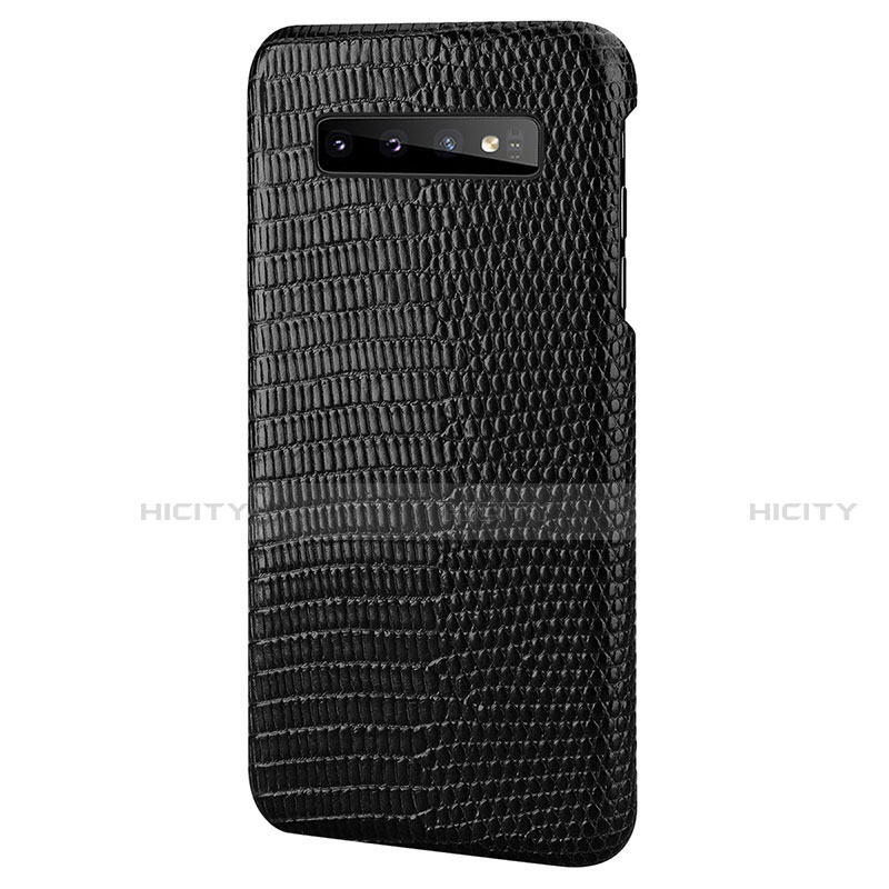 Samsung Galaxy S10用ケース 高級感 手触り良いレザー柄 P02 サムスン ブラック