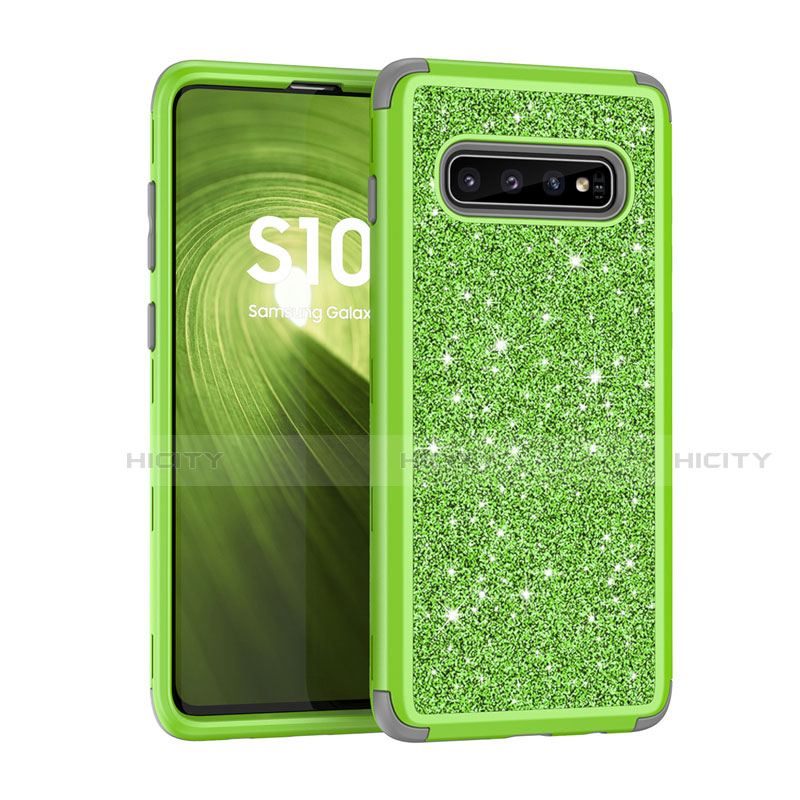 Samsung Galaxy S10用ハイブリットバンパーケース ブリンブリン カバー 前面と背面 360度 フル サムスン グリーン