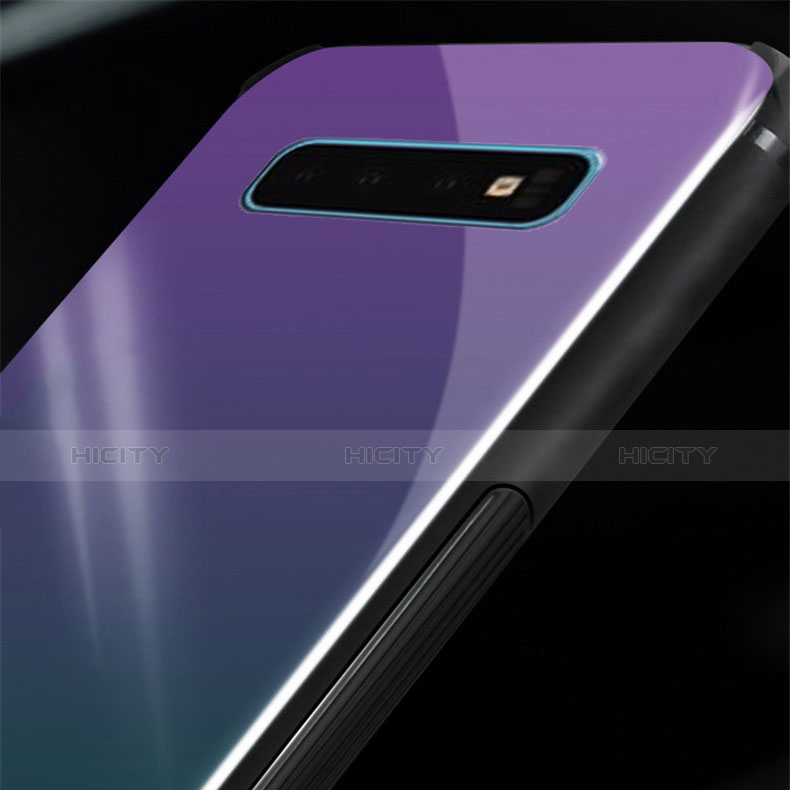Samsung Galaxy S10用ハイブリットバンパーケース プラスチック 鏡面 虹 グラデーション 勾配色 カバー サムスン 