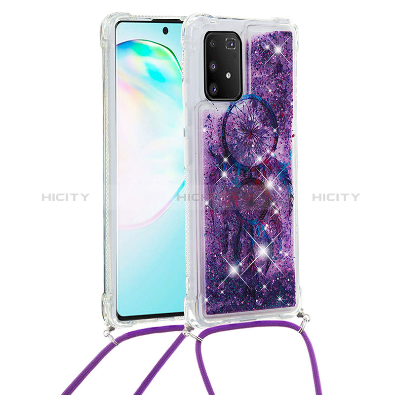 Samsung Galaxy S10 Lite用シリコンケース ソフトタッチラバー ブリンブリン カバー 携帯ストラップ S02 サムスン パープル