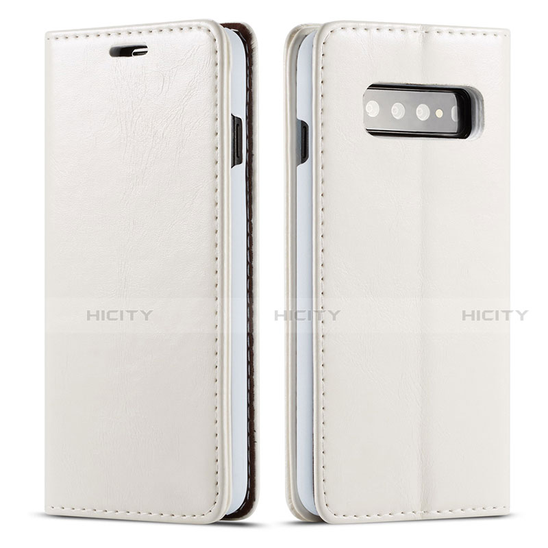 Samsung Galaxy S10 Plus用手帳型 レザーケース スタンド カバー T01 サムスン ホワイト