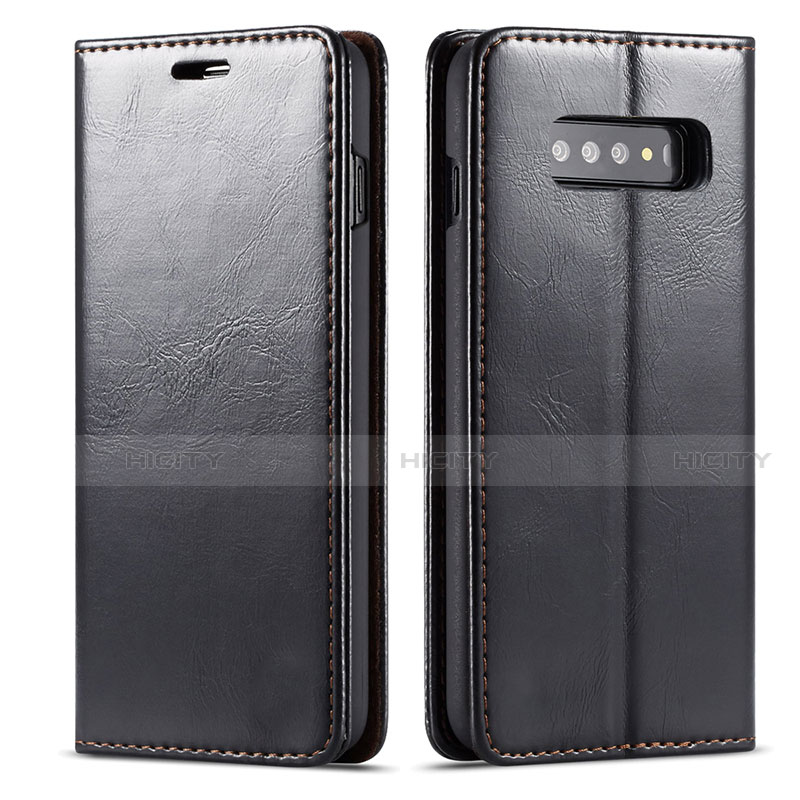 Samsung Galaxy S10 Plus用手帳型 レザーケース スタンド カバー T01 サムスン ブラック