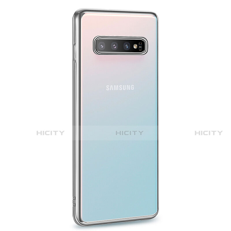 Samsung Galaxy S10 Plus用極薄ソフトケース シリコンケース 耐衝撃 全面保護 クリア透明 U03 サムスン シルバー