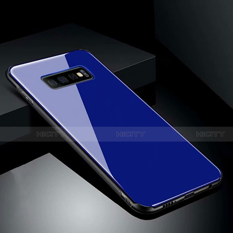 Samsung Galaxy S10 Plus用ハイブリットバンパーケース プラスチック 鏡面 カバー T02 サムスン ネイビー