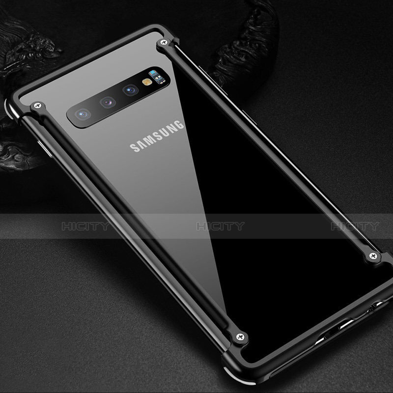 Samsung Galaxy S10 Plus用ケース 高級感 手触り良い アルミメタル 製の金属製 バンパー カバー T01 サムスン ブラック