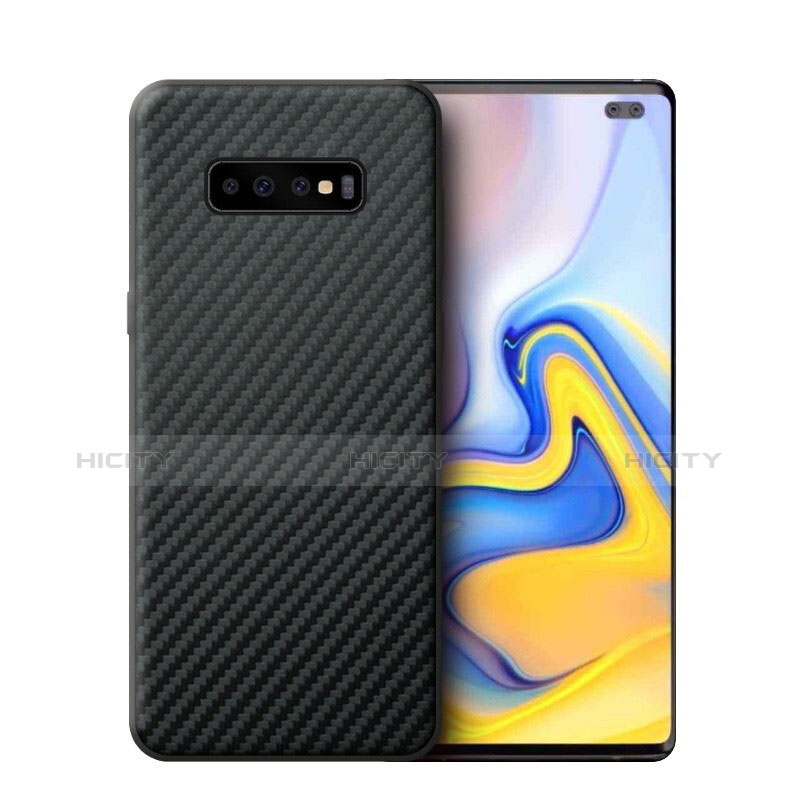 Samsung Galaxy S10 Plus用シリコンケース ソフトタッチラバー ツイル サムスン ブラック