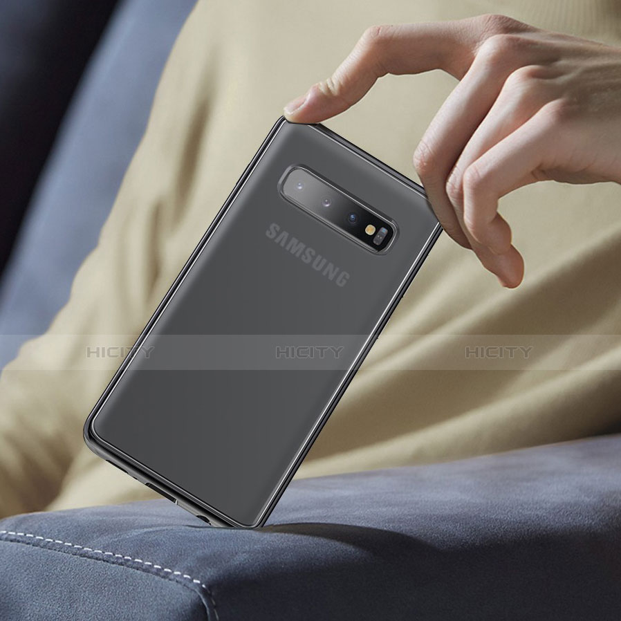 Samsung Galaxy S10 Plus用極薄ソフトケース シリコンケース 耐衝撃 全面保護 クリア透明 T06 サムスン ブラック