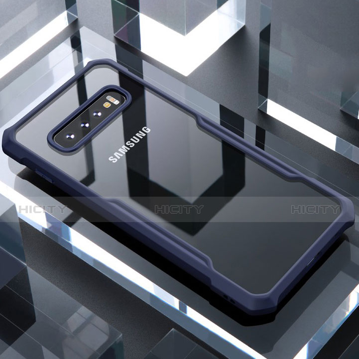 Samsung Galaxy S10 Plus用ハイブリットバンパーケース クリア透明 プラスチック 鏡面 カバー サムスン ネイビー